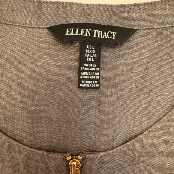 Ellen Tracy Linen Half Zip Tunic L - Picture 3 of 7